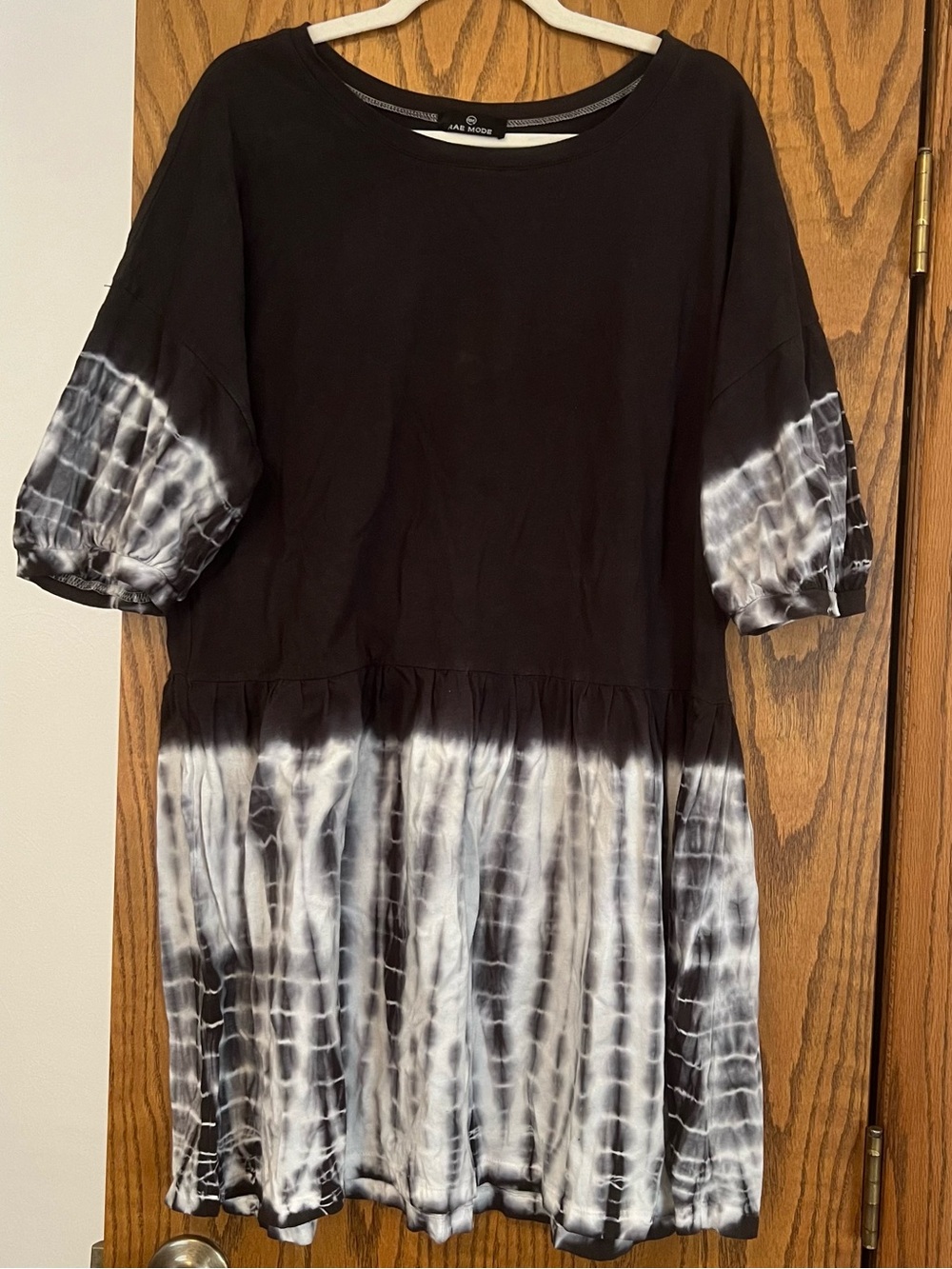 A New Day Black & White Tie-Dye Midi Dress